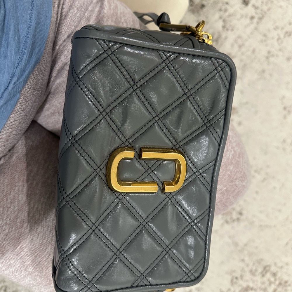 Quilted Gray Leather Bag with Gold Accents. Marc by Marc Jacob